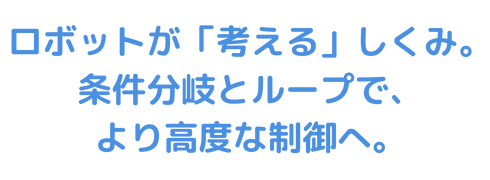 ロボットが「考える」しくみ。条件分岐とループで、より高度な制御へ。
